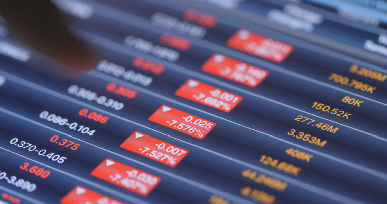 Recession of stock market on tablet computer