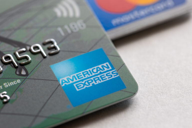 Vancouver, Canada - Circa 2021 : American Express credit card close up view