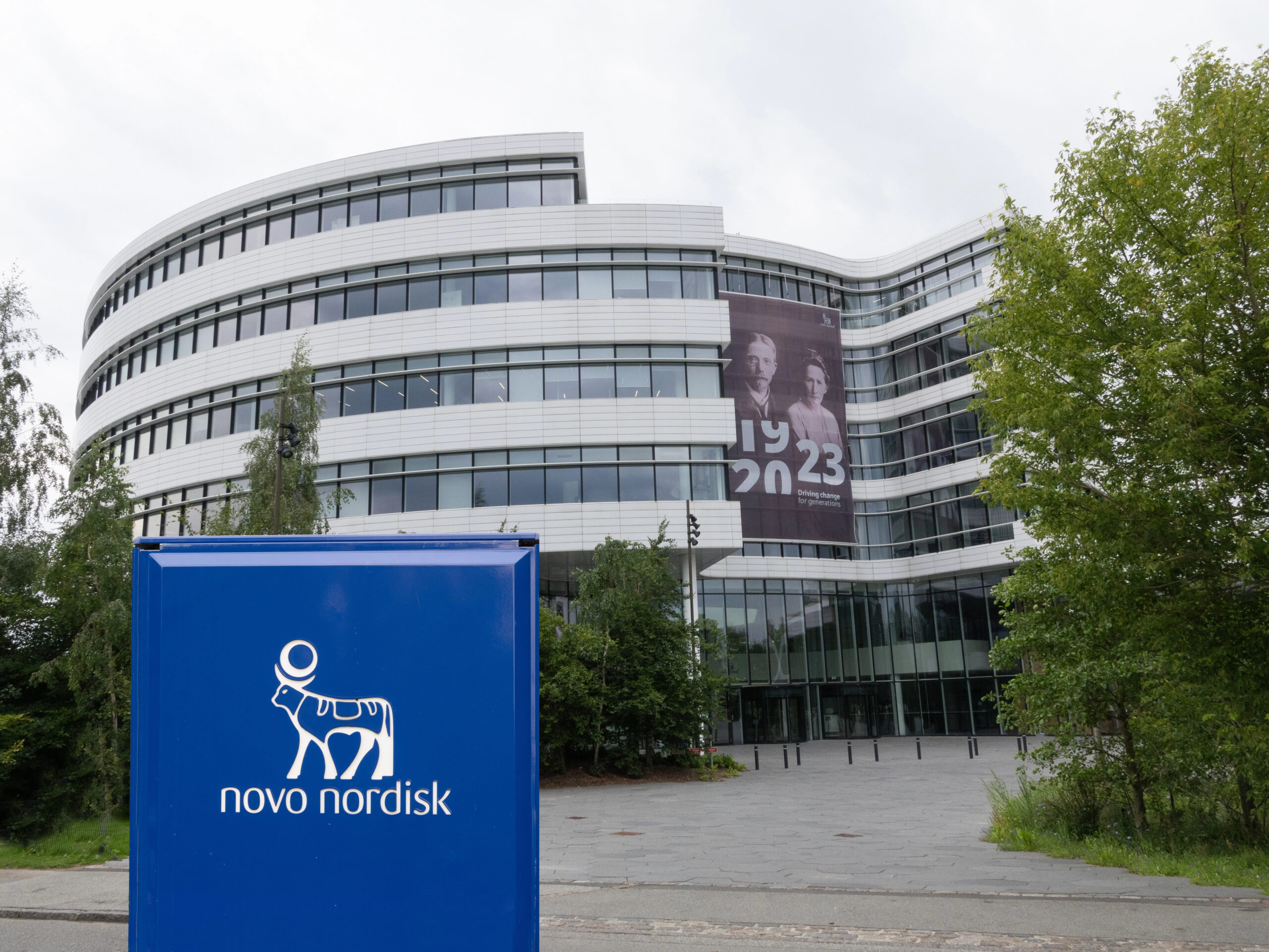Corporate headquarters of Novo Nordisk. A pharmaceutical company headquartered in Denmark. Copenhagen, Denmark - august 12, 2023.